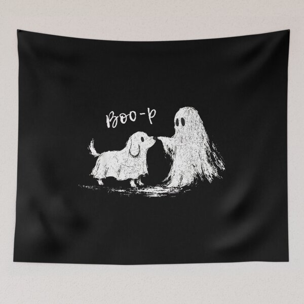 Item preview, Cute Dog Booping Ghost Halloween Art designed and sold by SoyLamderma.