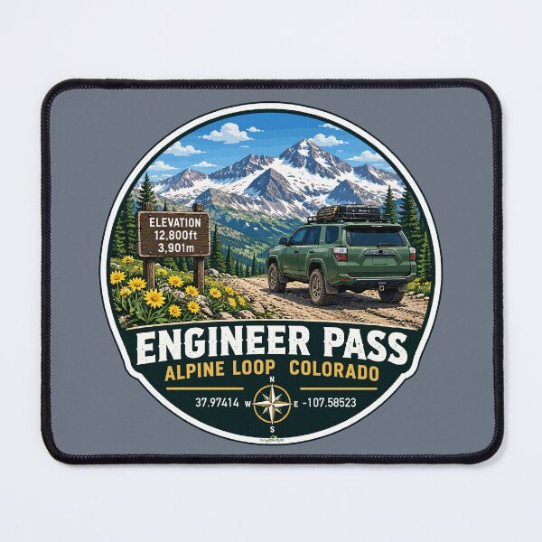 Item preview, Engineer Pass Ouray County Colorado 4x4 Motorcycle Sticker TShirt 04 designed and sold by OuterShellUK.