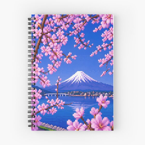 Item preview, Pixelated Sakura Tree and Mt. Fuji Illustration Design  designed and sold by Domo-Design.