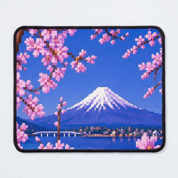 Item preview, Pixelated Sakura Tree and Mt. Fuji Illustration Design designed and sold by Domo-Design.