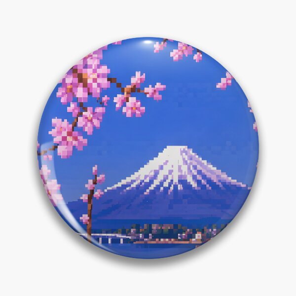 Item preview, Pixelated Sakura Tree and Mt. Fuji Illustration Design  designed and sold by Domo-Design.