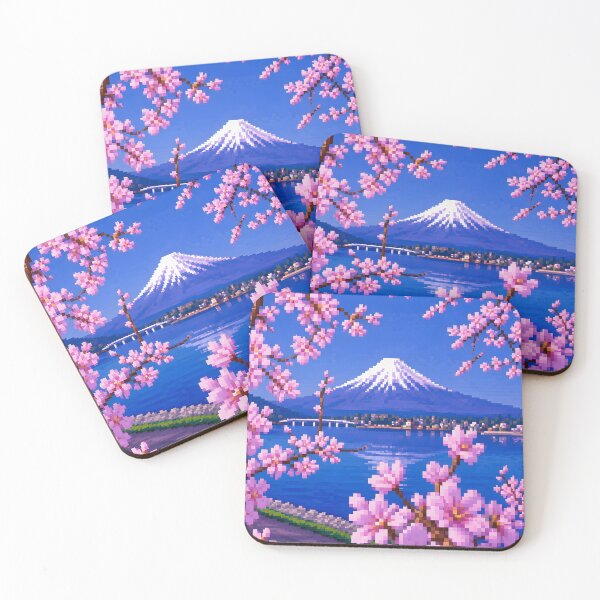 Item preview, Pixelated Sakura Tree and Mt. Fuji Illustration Design  designed and sold by Domo-Design.