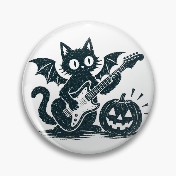 Artikelvorschau, Gothic Bat Cat Guitarist Halloween Metalhead Pumpkin entworfen und verkauft von chattsuede.