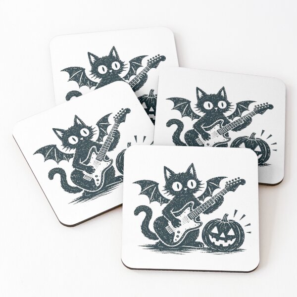 Artikelvorschau, Gothic Bat Cat Guitarist Halloween Metalhead Pumpkin entworfen und verkauft von chattsuede.