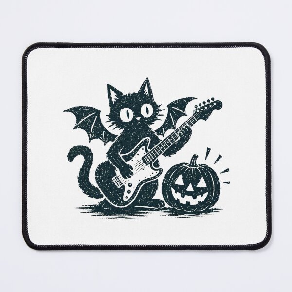 Item preview, Gothic Bat Cat Guitarist Halloween Metalhead Pumpkin designed and sold by chattsuede.