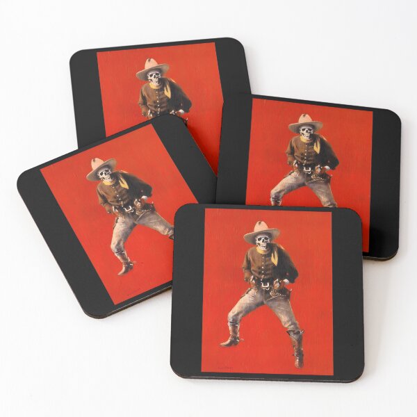 Item preview, Skeleton Cowboy Gunslinger Red Background designed and sold by AdolfoSClay.