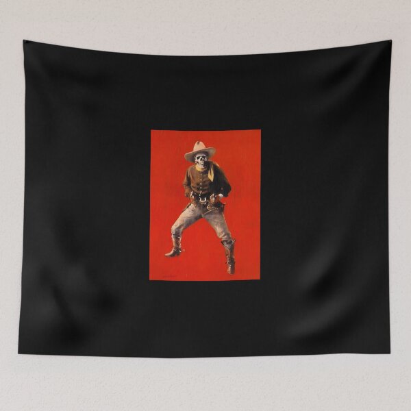 Item preview, Skeleton Cowboy Gunslinger Red Background designed and sold by AdolfoSClay.
