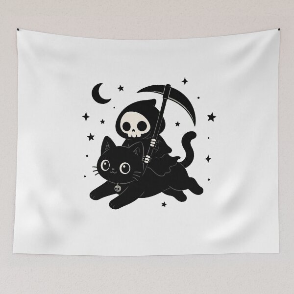 Item preview, Chibi Grim Reaper Black Cat Gothic Spooky Halloween designed and sold by chattsuede.