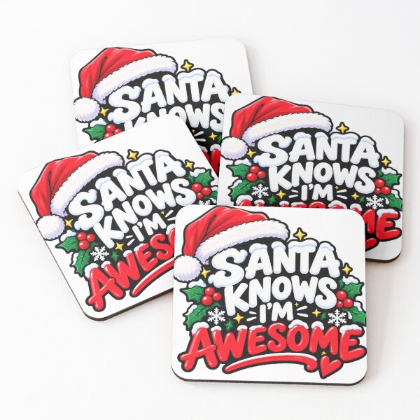 Item preview, Santa Knows Im Awesome Funny Christmas Quote Design designed and sold by Kenzie & Co.