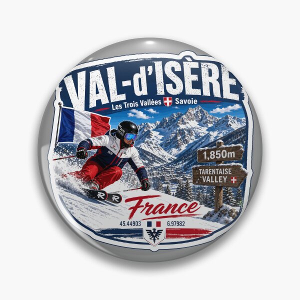 Artikelvorschau, Val-d'Isere Frankreich Skifahren Ski Alpen Espace Killy Aufkleber TShirt 01 entworfen und verkauft von OuterShellUK.