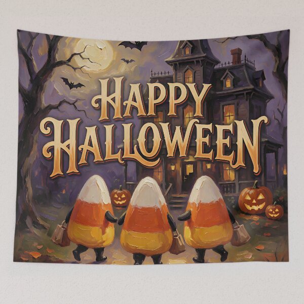 Item preview, Happy Halloween Haunted House Candy Corn Retro Spooky Night designed and sold by cr6zym1nd.
