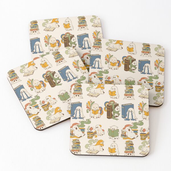 Item preview, Ghosts with books, retro 70s style - Light Colors Edition designed and sold by Shyla Marsare.
