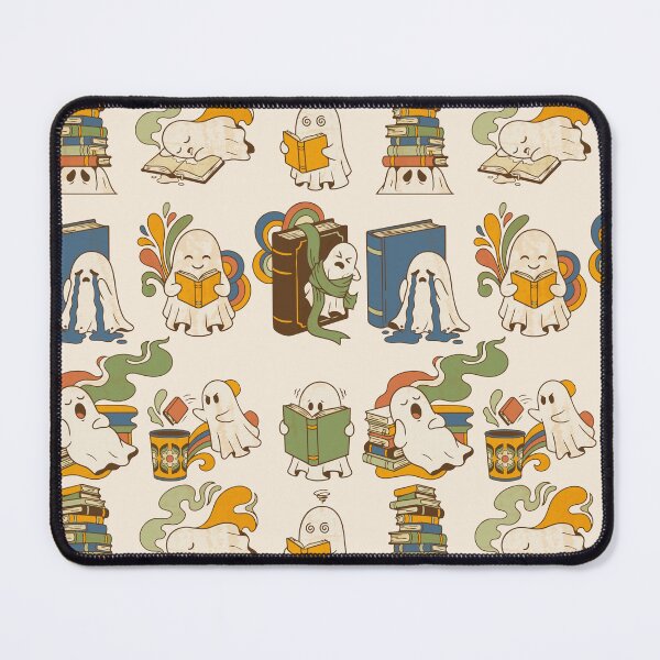 Item preview, Ghosts with books, retro 70s style - Light Colors Edition designed and sold by Shyla Marsare.