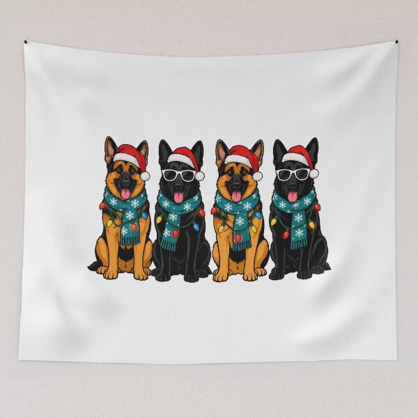 Item preview, German Shepherd Christmas Dog Santa Hat Cartoon designed and sold by chattsuede.