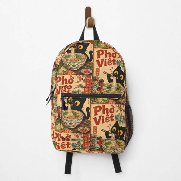 Item preview, Cat Eating Pho - Vietnamese Noodle Soup Retro Food designed and sold by PurrfectHome.