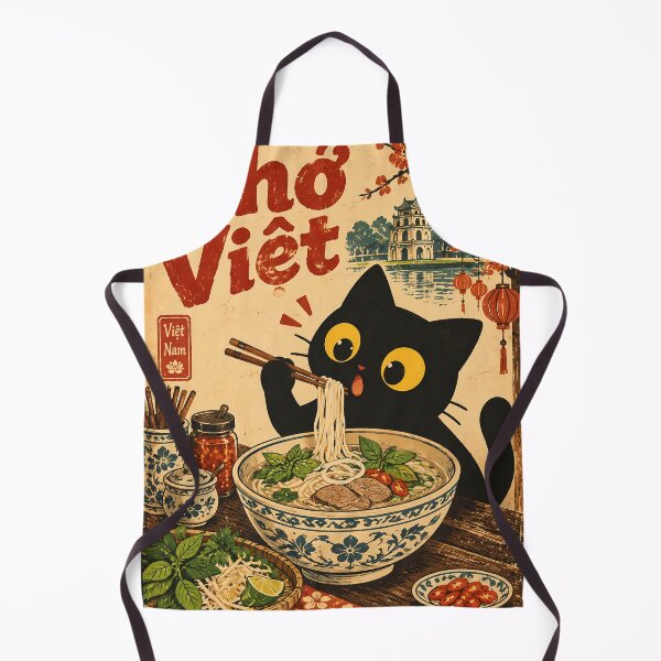 Item preview, Cat Eating Pho - Vietnamese Noodle Soup Retro Food designed and sold by PurrfectHome.