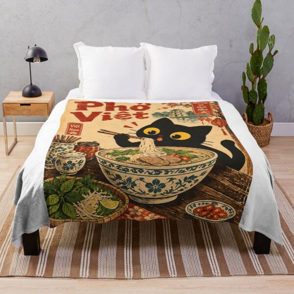 Item preview, Cat Eating Pho - Vietnamese Noodle Soup Retro Food designed and sold by PurrfectHome.