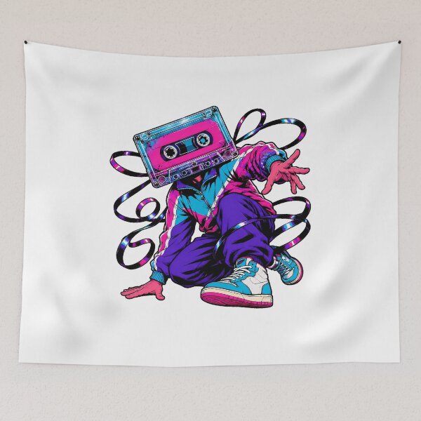 Item preview, Cassette Tape Head Synthwave Music Lover Character designed and sold by chattsuede.