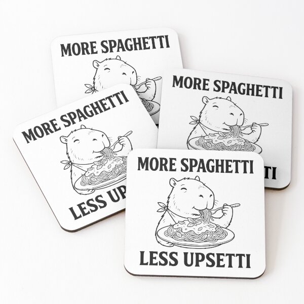Item preview, More Spaghetti Less Upsetti Capybara Funny Pasta Lover Meme designed and sold by LoFizzy.