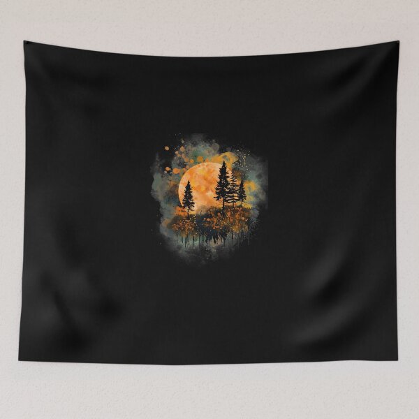 Item preview, Watercolor Forest Twilight Moon Silhouette designed and sold by AdolfoSClay.