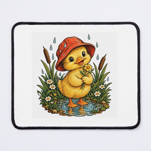 Item preview, Cute Duckling in Rain Vintage Nature Illustration designed and sold by lovepower.