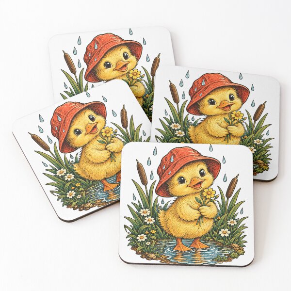 Item preview, Cute Duckling in Rain Vintage Nature Illustration designed and sold by lovepower.
