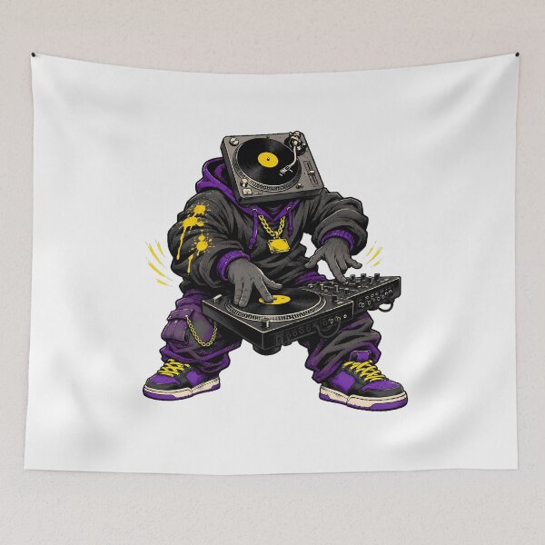 Item preview, Turntable Head DJ Character Hip Hop Streetwear Mixer designed and sold by chattsuede.