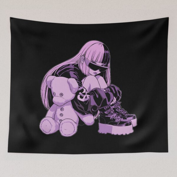 Item preview, Sad Anime Girl with Teddy, Gothic Girl designed and sold by NovaBlossomCo.