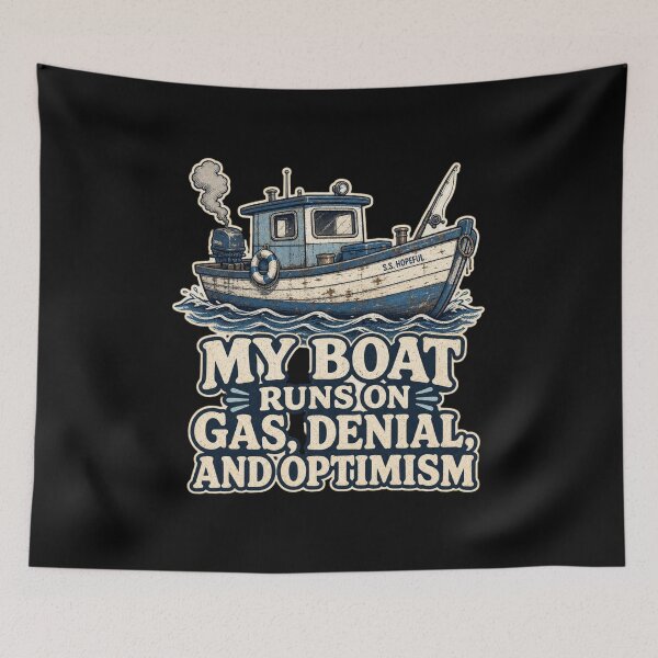Item preview, My Boat Runs On Gas Denial And Optimism Shirt, Funny Boating T-Shirt, Lake Life Humor Tee, Funny Boat Owner Gift Shirt, Vintage Nautical Graphic designed and sold by TshirtsLabs.