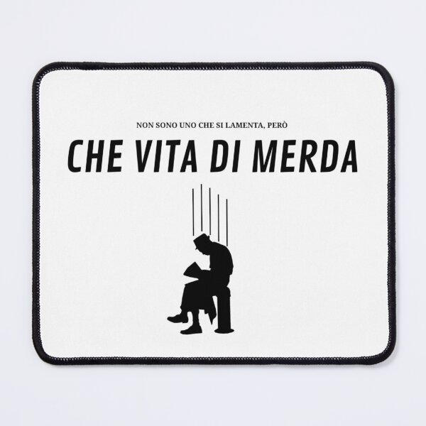 Item preview, CHE VITA DI MERDA meme minimal style Black and white tee- Italian oversized | Lamentarsi designed and sold by Giobb-Artwork.