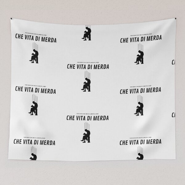Item preview, CHE VITA DI MERDA meme minimal style Black and white tee- Italian oversized | Lamentarsi designed and sold by Giobb-Artwork.