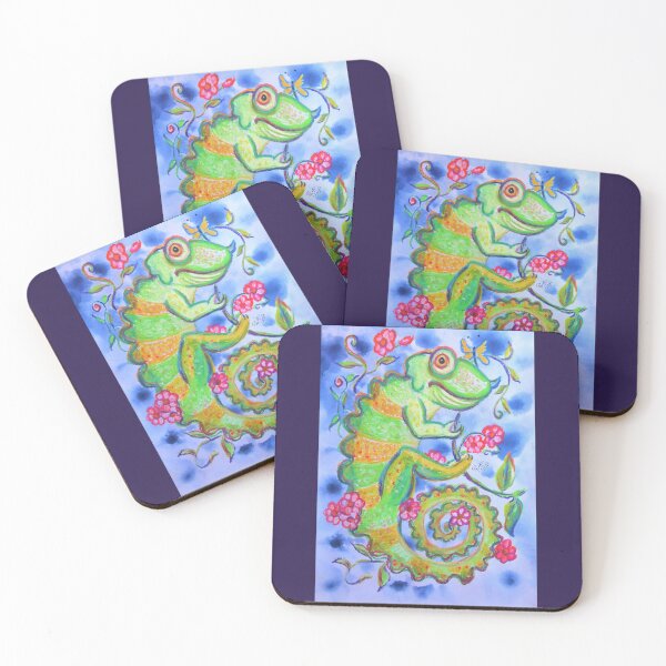 Item preview, Cham Happy - cheery chameleon lizard with flowers designed and sold by LittleLiz.