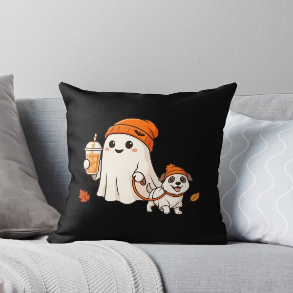 Item preview, Cute Ghost Walking Dog with Orange Beanies Autumn designed and sold by SoyLamderma.