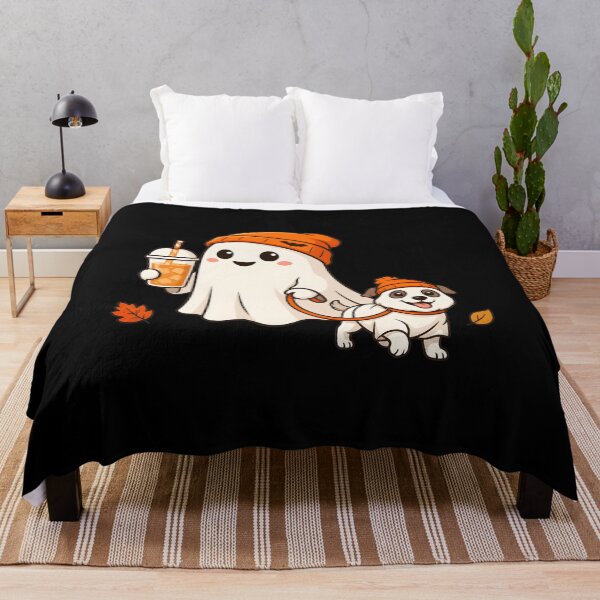 Item preview, Cute Ghost Walking Dog with Orange Beanies Autumn designed and sold by SoyLamderma.