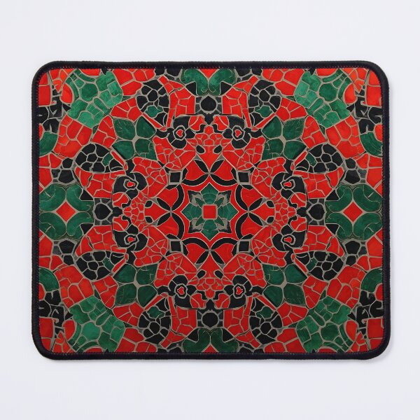 Item preview, Gaudi Inspired Red Green Mosaic Tile Kaleidoscope Pattern Print designed and sold by GrinGalore.