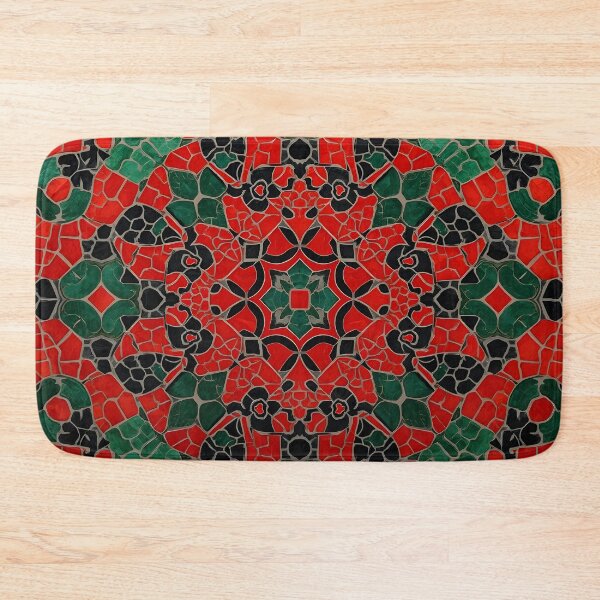Item preview, Gaudi Inspired Red Green Mosaic Tile Kaleidoscope Pattern Print designed and sold by GrinGalore.