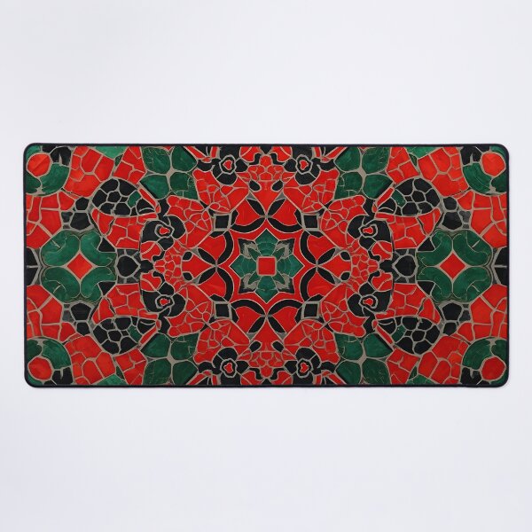 Item preview, Gaudi Inspired Red Green Mosaic Tile Kaleidoscope Pattern Print designed and sold by GrinGalore.