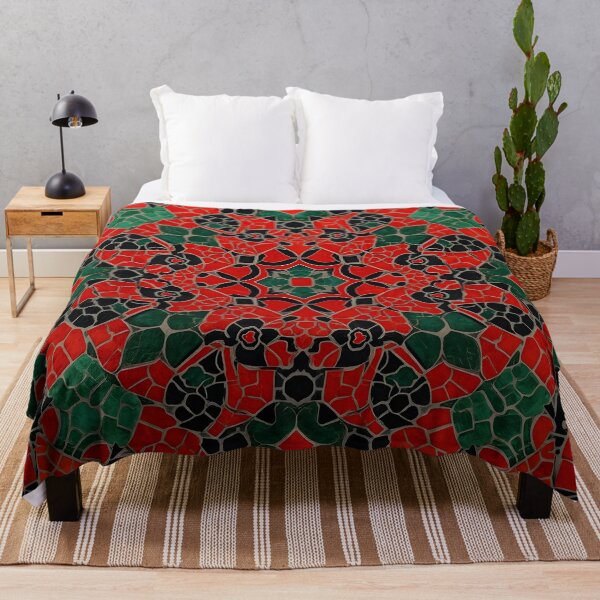 Item preview, Gaudi Inspired Red Green Mosaic Tile Kaleidoscope Pattern Print designed and sold by GrinGalore.