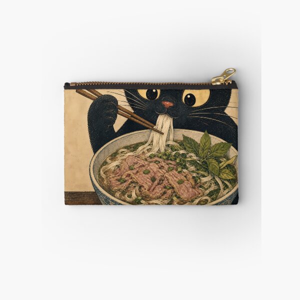 Item preview, Cute Black Cat Eating Pho Noodles designed and sold by PurrfectHome.