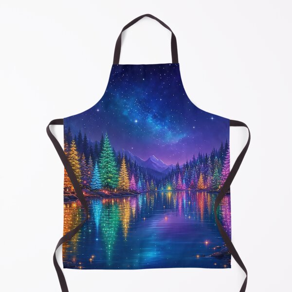 Item preview, Glowing Christmas Trees Reflected in a Magical Winter Lake designed and sold by acceleratorhams.