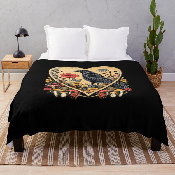 Item preview, Black Raven Cottagecore Heart Flower Crow Nature designed and sold by 68MadagascarZoo.