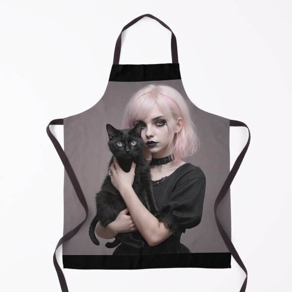 Item preview, Nocturnal gothic girl, pastel goth black cat designed and sold by TrezeTreze.
