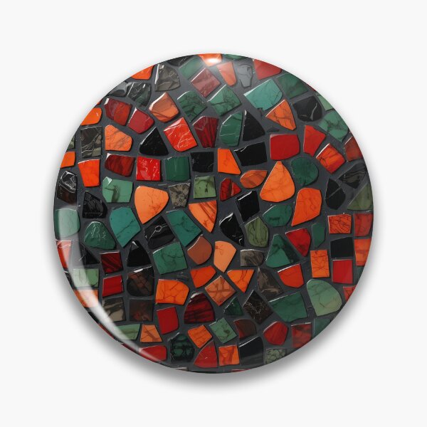 Item preview, Gaudi Inspired Red Green Black Broken Tile Mosaic Print designed and sold by GrinGalore.