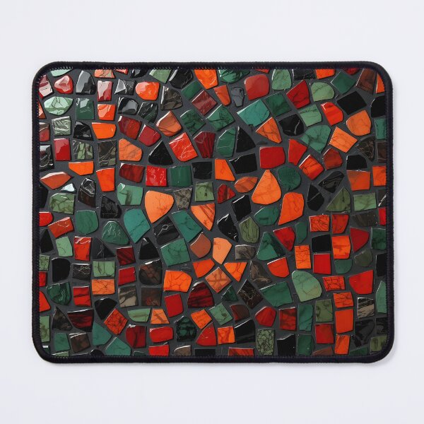 Item preview, Gaudi Inspired Red Green Black Broken Tile Mosaic Print designed and sold by GrinGalore.