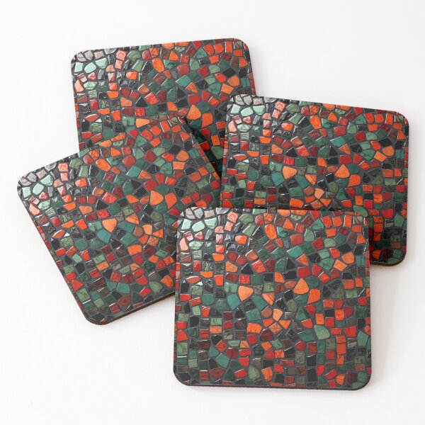 Item preview, Gaudi Inspired Red Green Black Broken Tile Mosaic Print designed and sold by GrinGalore.