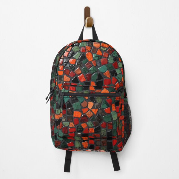 Item preview, Gaudi Inspired Red Green Black Broken Tile Mosaic Print designed and sold by GrinGalore.