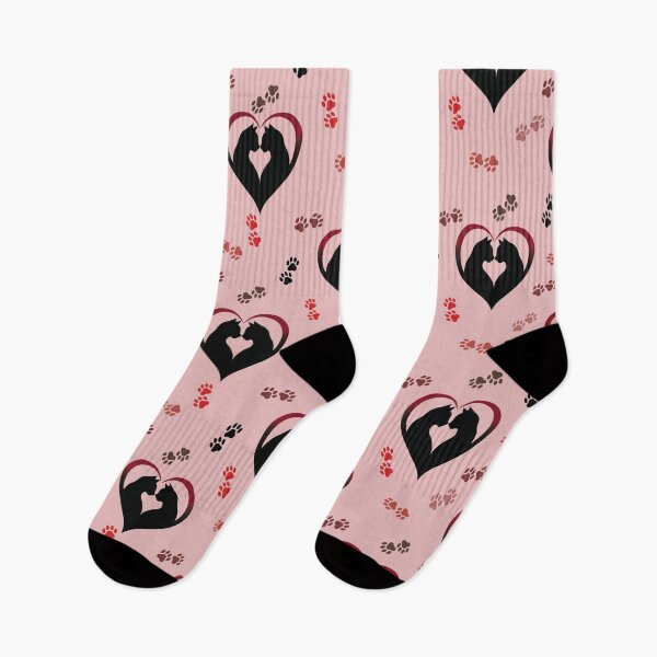 Item preview, Cat Couple Silhouette Heart Seamless Pattern designed and sold by prapapon.