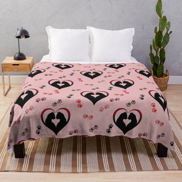 Item preview, Cat Couple Silhouette Heart Seamless Pattern designed and sold by prapapon.