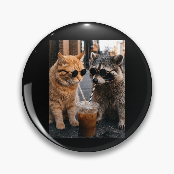 Item preview, Cool Cat Raccoon Friends Sharing Drink designed and sold by ZadehsiGG.