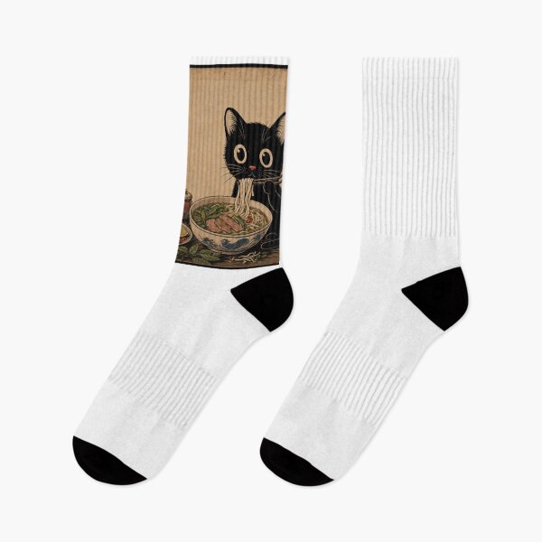 Item preview, Vintage Black Cat Eating Pho Noodles designed and sold by PurrfectHome.